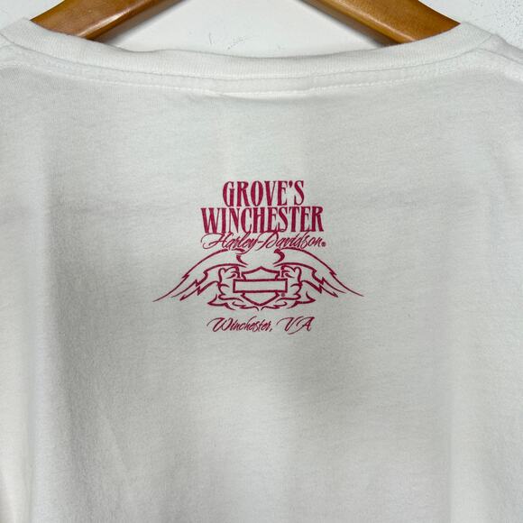 HARLEY DAVIDSON 2013 Graphic Tee Womens Size Medium Pink Rhinestone Winchester - Picture 5 of 9